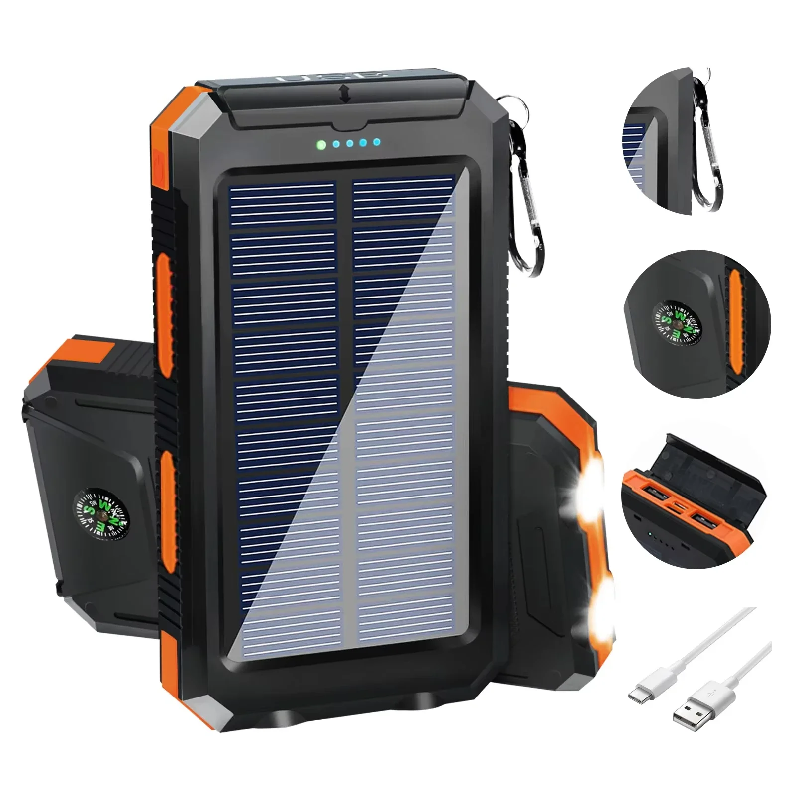 Solar Emergency Charger - Waterproof Solar Power Bank 20000mAh Fast