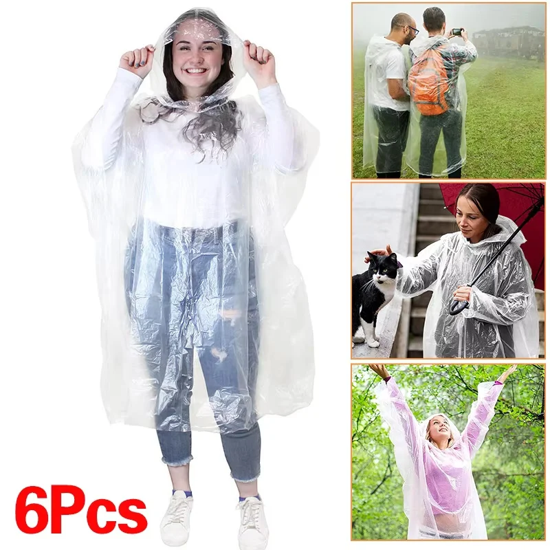 6Pcs Disposable Waterproof Rai - Emergency Poncho Rain recension och pris
