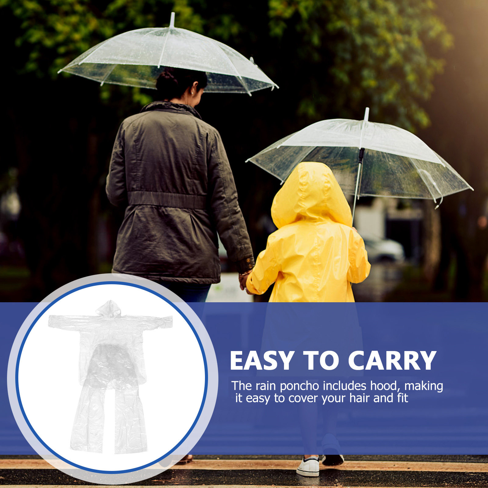 Hooded Clear Rain Poncho Set W - Emergency Poncho Rain recension och pris